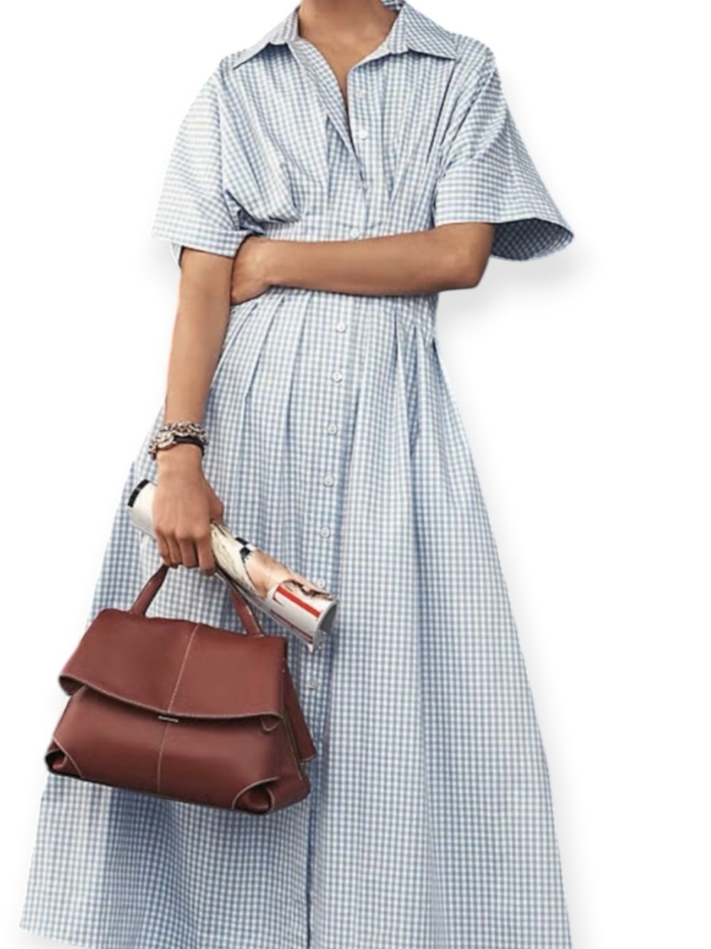 EXQUISE Anthropologie NWT Delores Checked Button Front Dress Size Medium